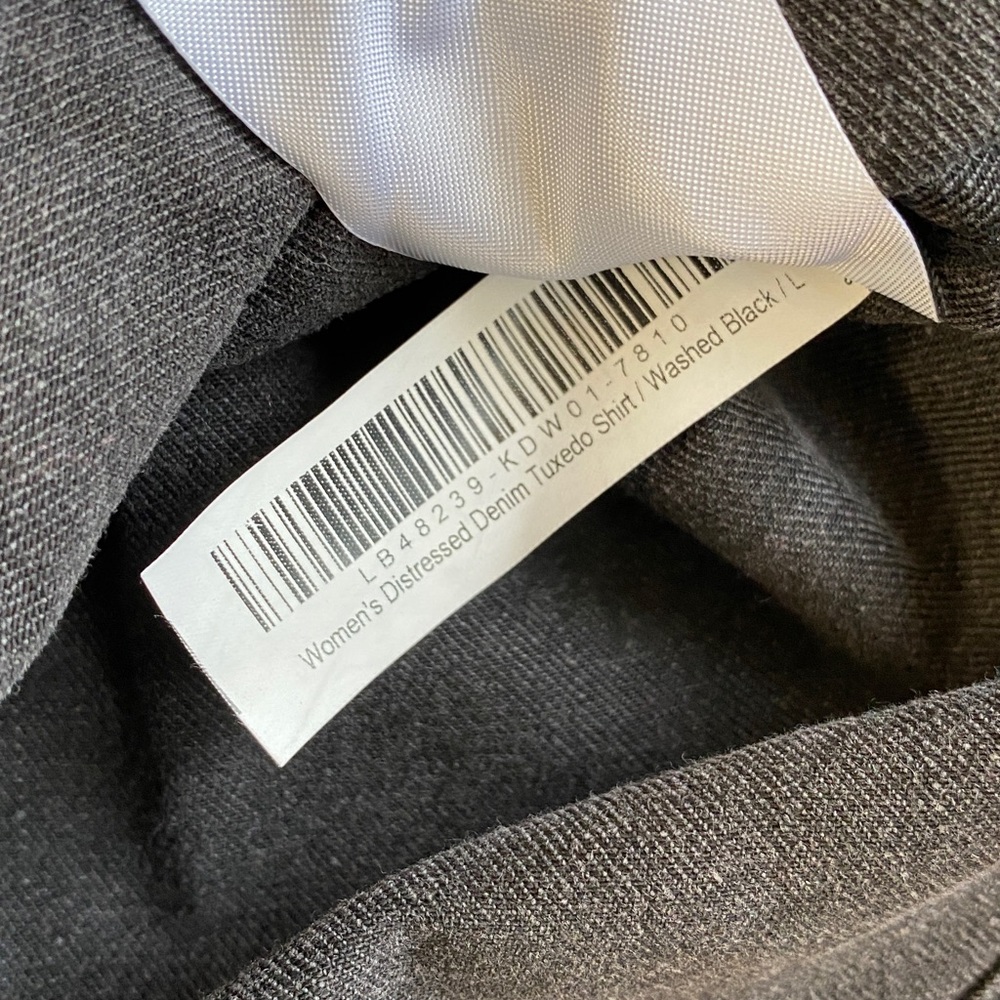 Quince Distressed Denim Tuxedo Shirt Pleated Button Down Large - Picture 7 of 10